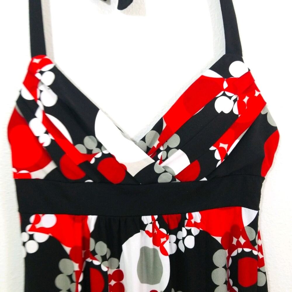 Geo pop art jersey pleat bust empire halter dress - Picture 2 of 4